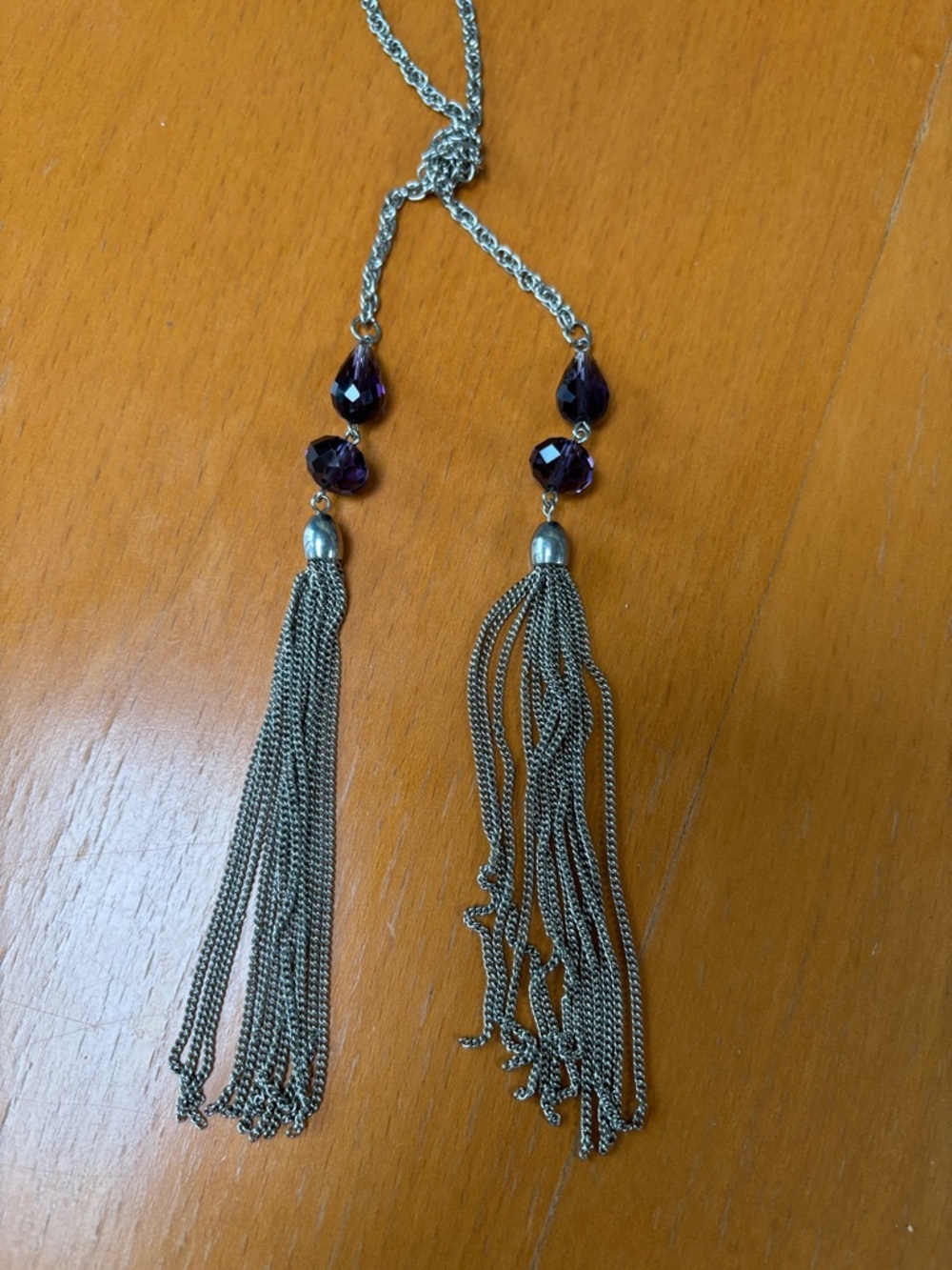 Silver tone lariat necklace - Picture 2 of 7